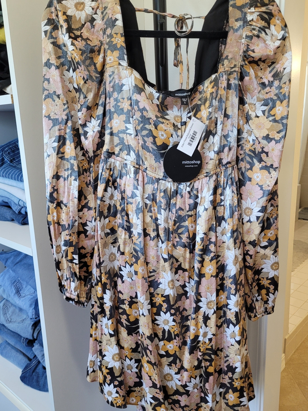Floral Square-Neck Puff Sleeve Dress